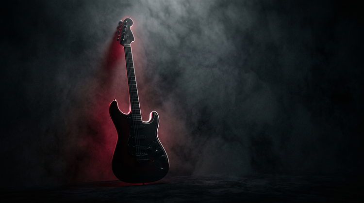 Electric guitar silhouette in haze