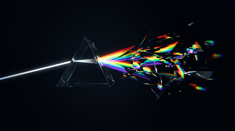 Prism refracting glitched spectral light